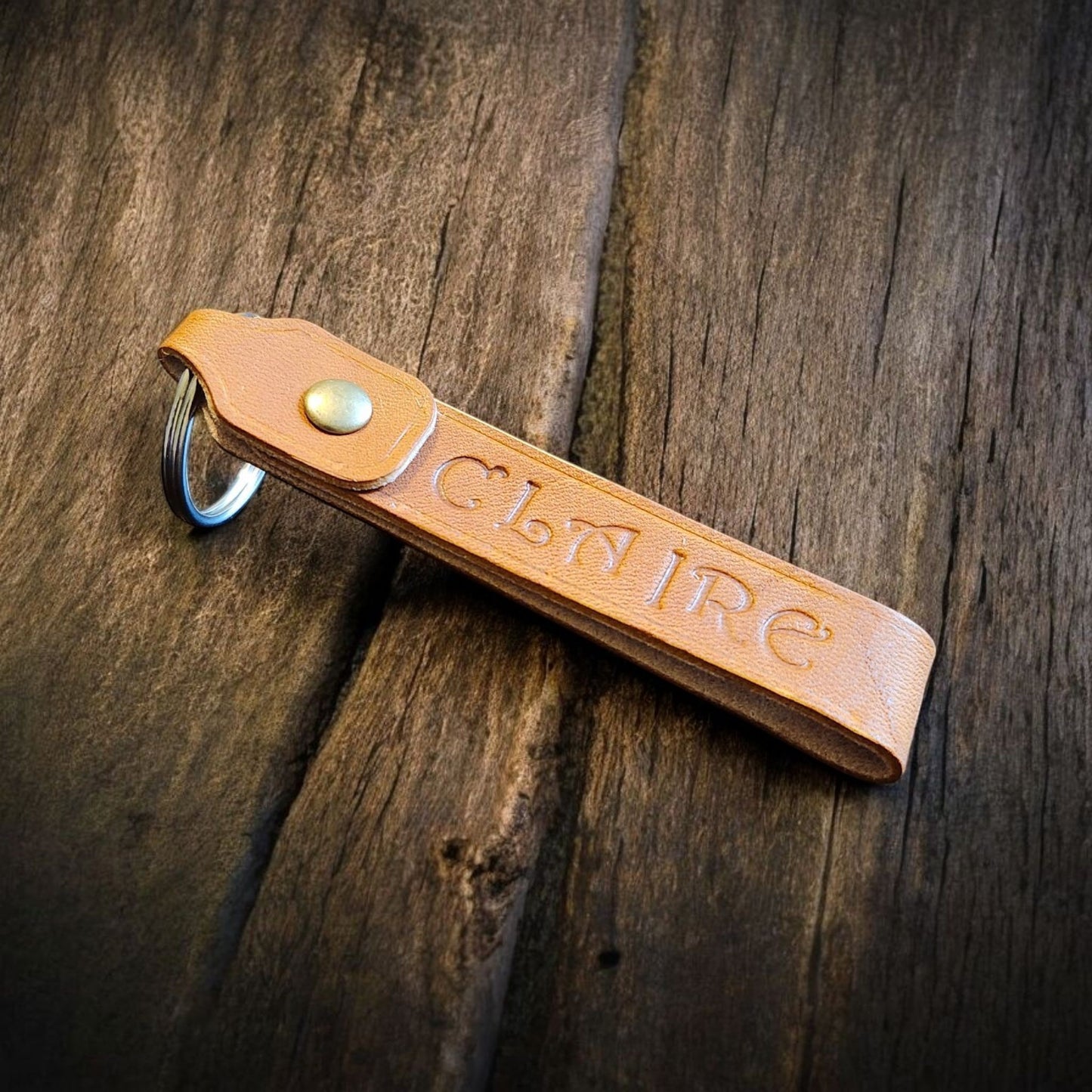 Custom Leather Keychain – Personalized Name Key Fob