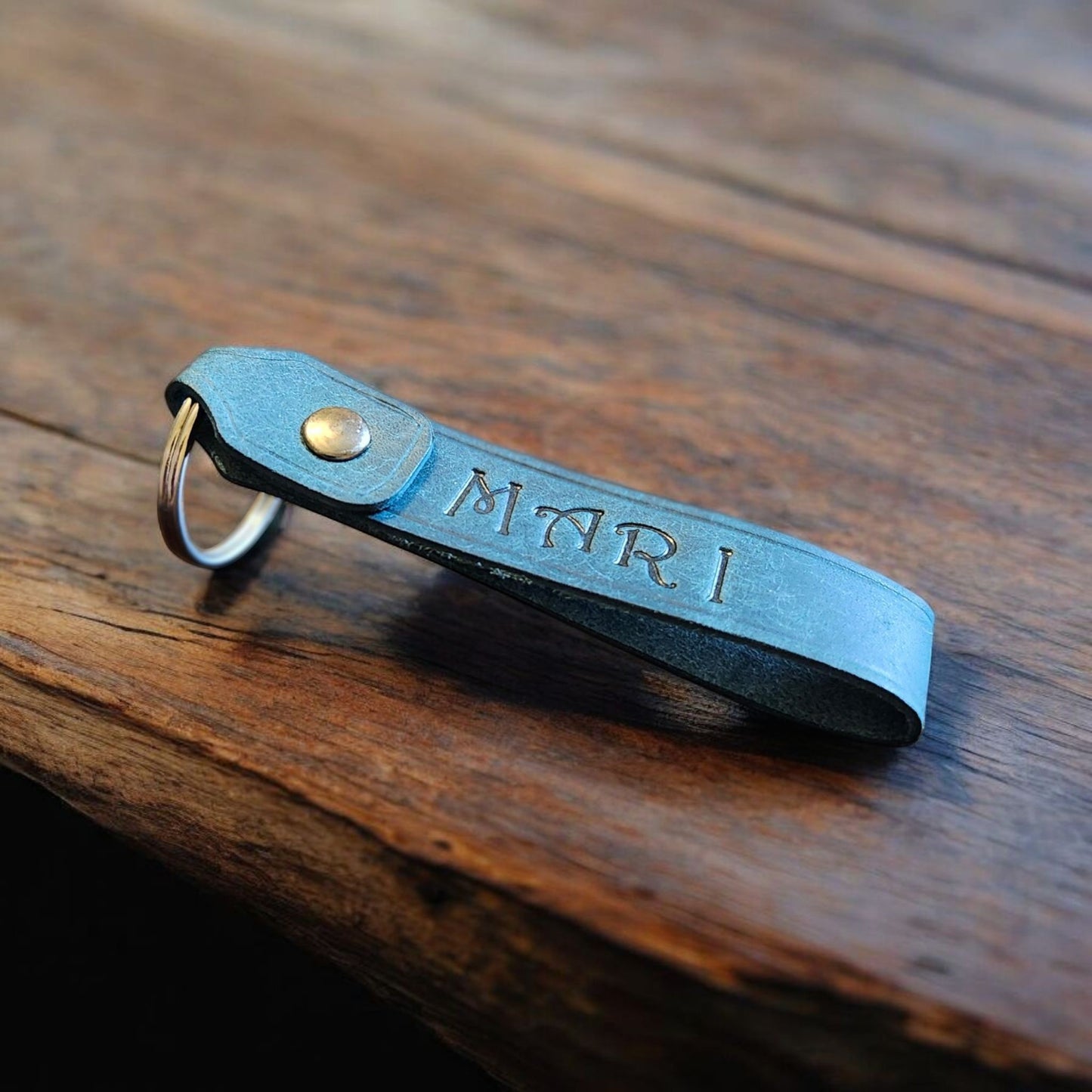 Custom Leather Keychain – Personalized Name Key Fob