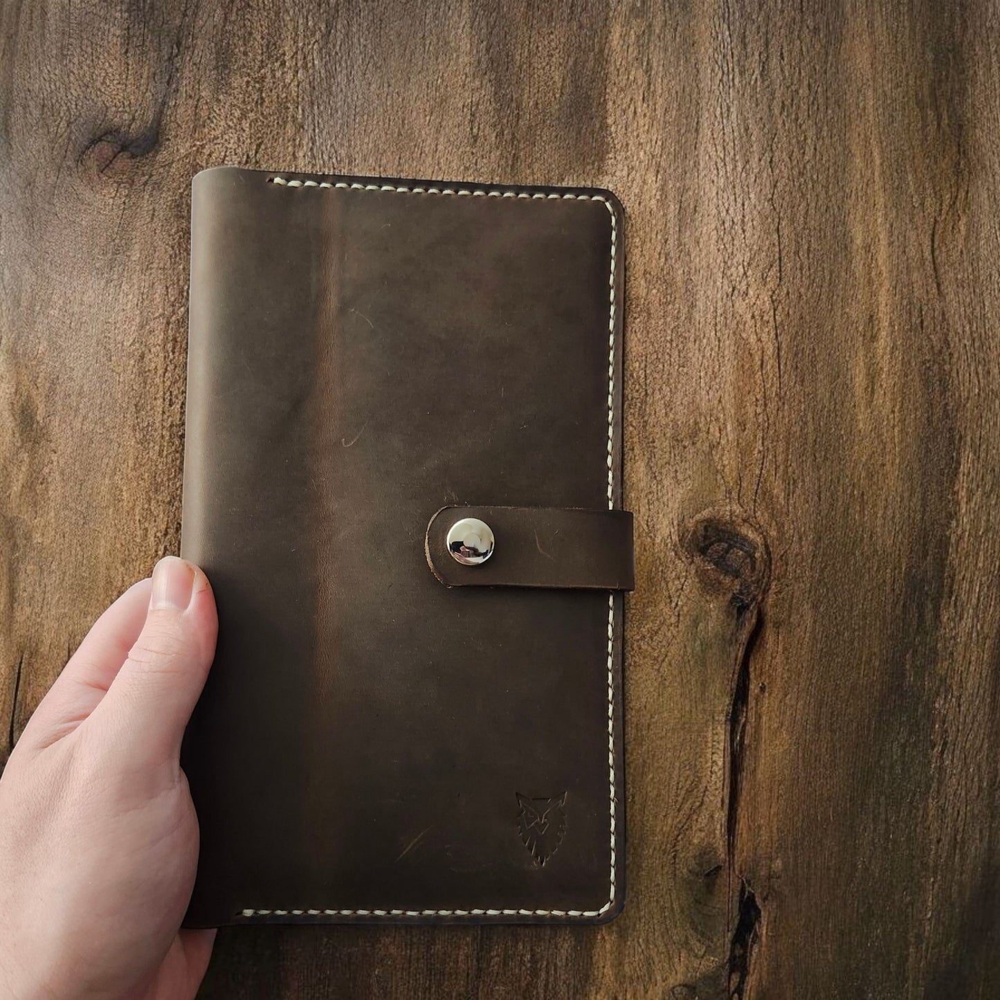 The Ember Lorebinder Notebook Cover - Handcrafted A5 Leather Notebook Cover – Journal Sleeve with Snap Closure