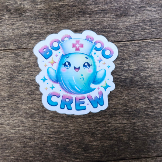 Boo Boo Crew Ghost Sticker – Cute Nurse Vinyl Sticker – Waterproof Halloween Medical Sticker for Nurses, EMTs, and Healthcare Workers