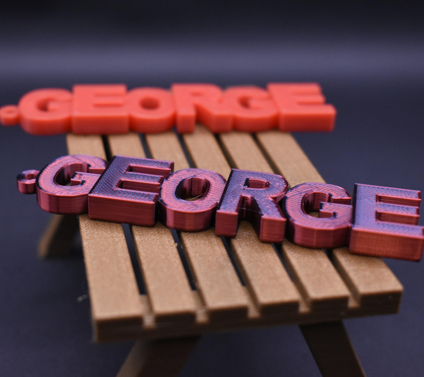 Backpack Name Tag and keychain, personalized 3D Printed and easy to read with block letters.