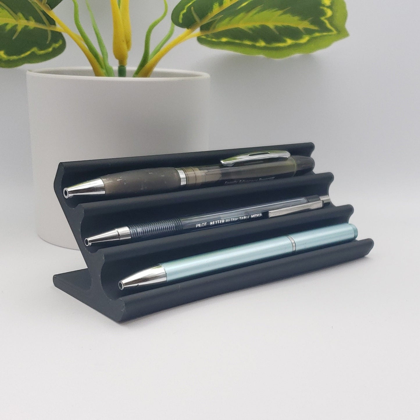 Modern 3 Pen Display, Sleek Desk Organizer for Pens, Contemporary Office Decor, Minimalist Pen Stand to showcase your elegant pens.