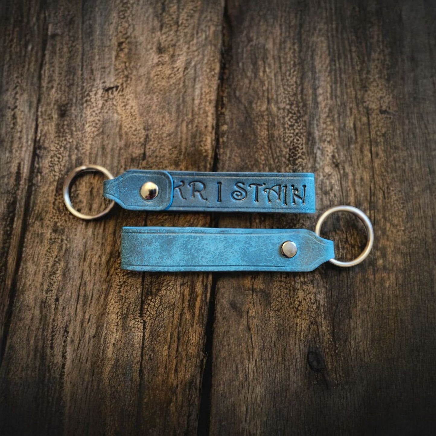 Custom Leather Keychain – Personalized Name Key Fob