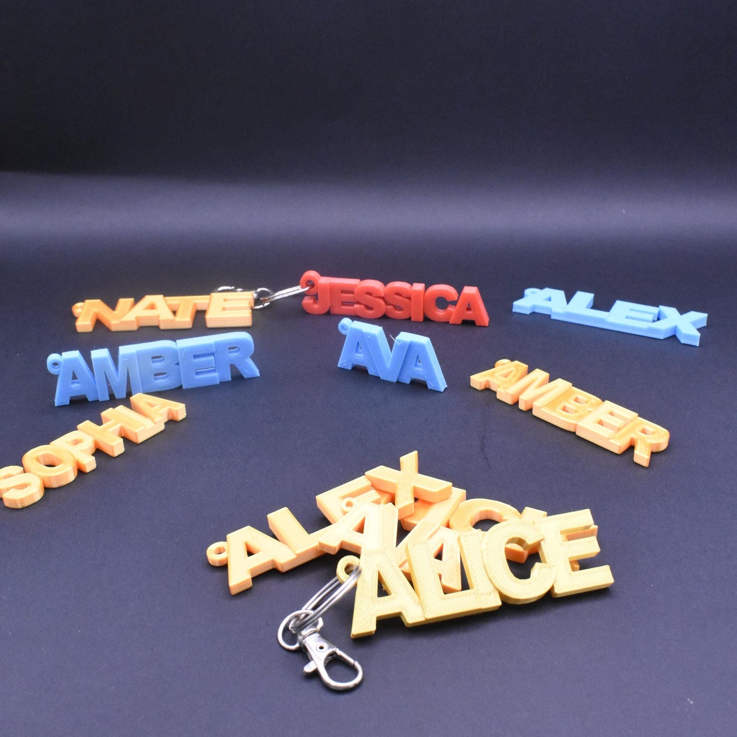 Backpack Name Tag and keychain, personalized 3D Printed and easy to read with block letters.