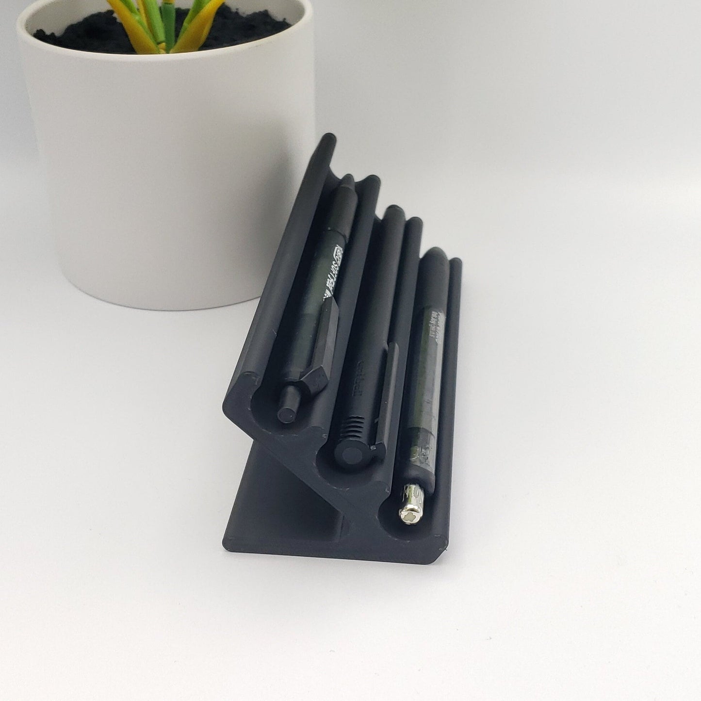 Modern 3 Pen Display, Sleek Desk Organizer for Pens, Contemporary Office Decor, Minimalist Pen Stand to showcase your elegant pens.