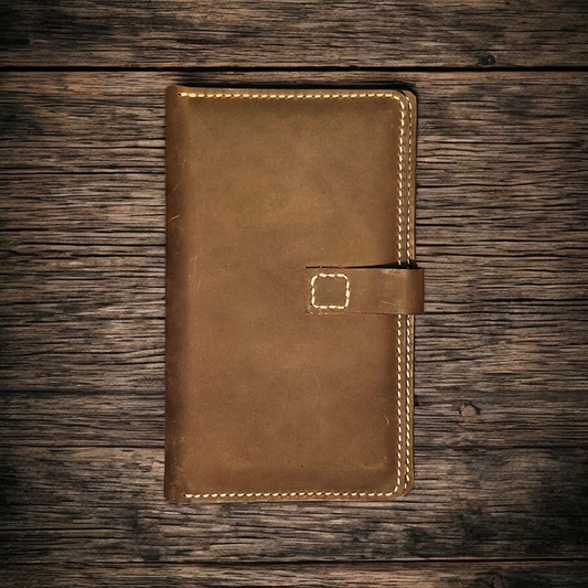 The Ember Lorebinder Notebook Cover - Handcrafted A5 Leather Notebook Cover – Journal Sleeve with Snap Closure