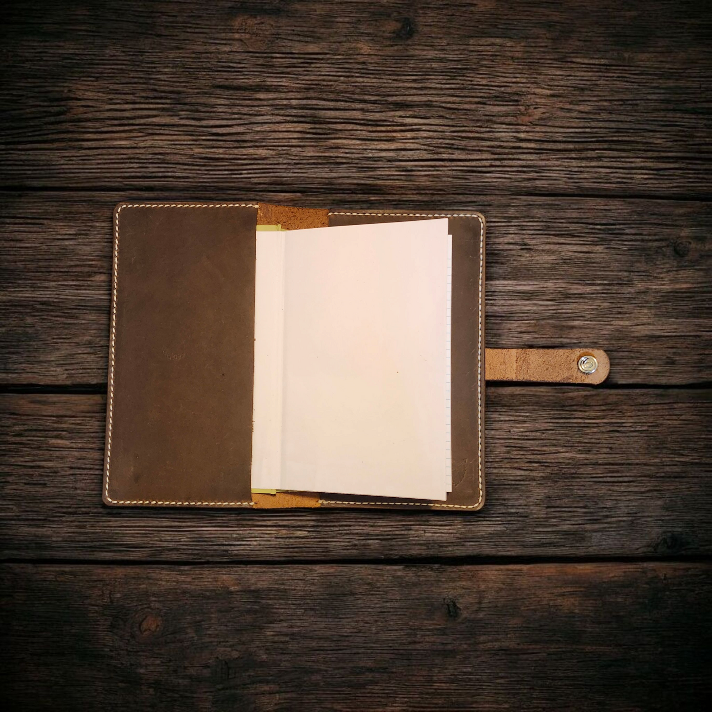 The Ember Lorebinder Notebook Cover - Handcrafted A5 Leather Notebook Cover – Journal Sleeve with Snap Closure
