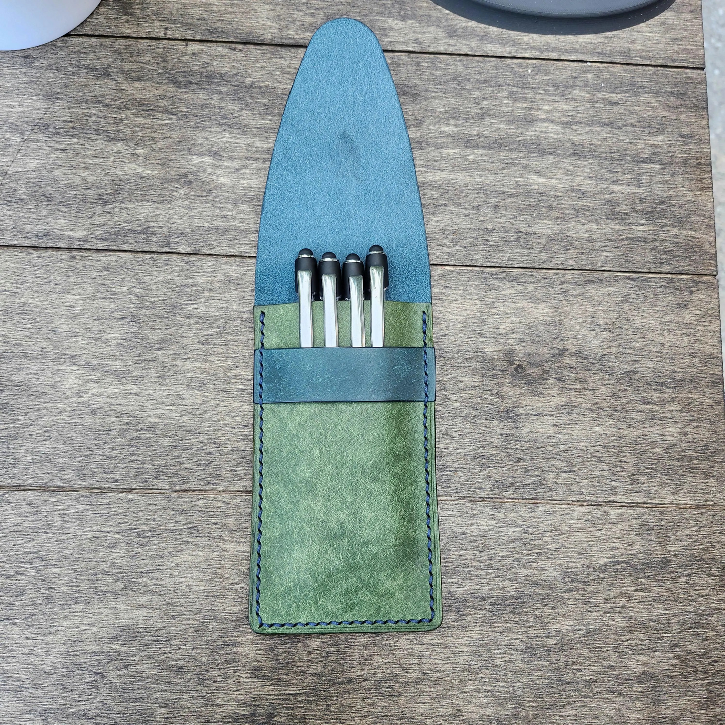 Handmade Personalized LEATHER PEN CASE, Leather Pencil Case, Fountain Pen Holder, Hand-sewn Leather Pen Holder, Pen Sleeve
