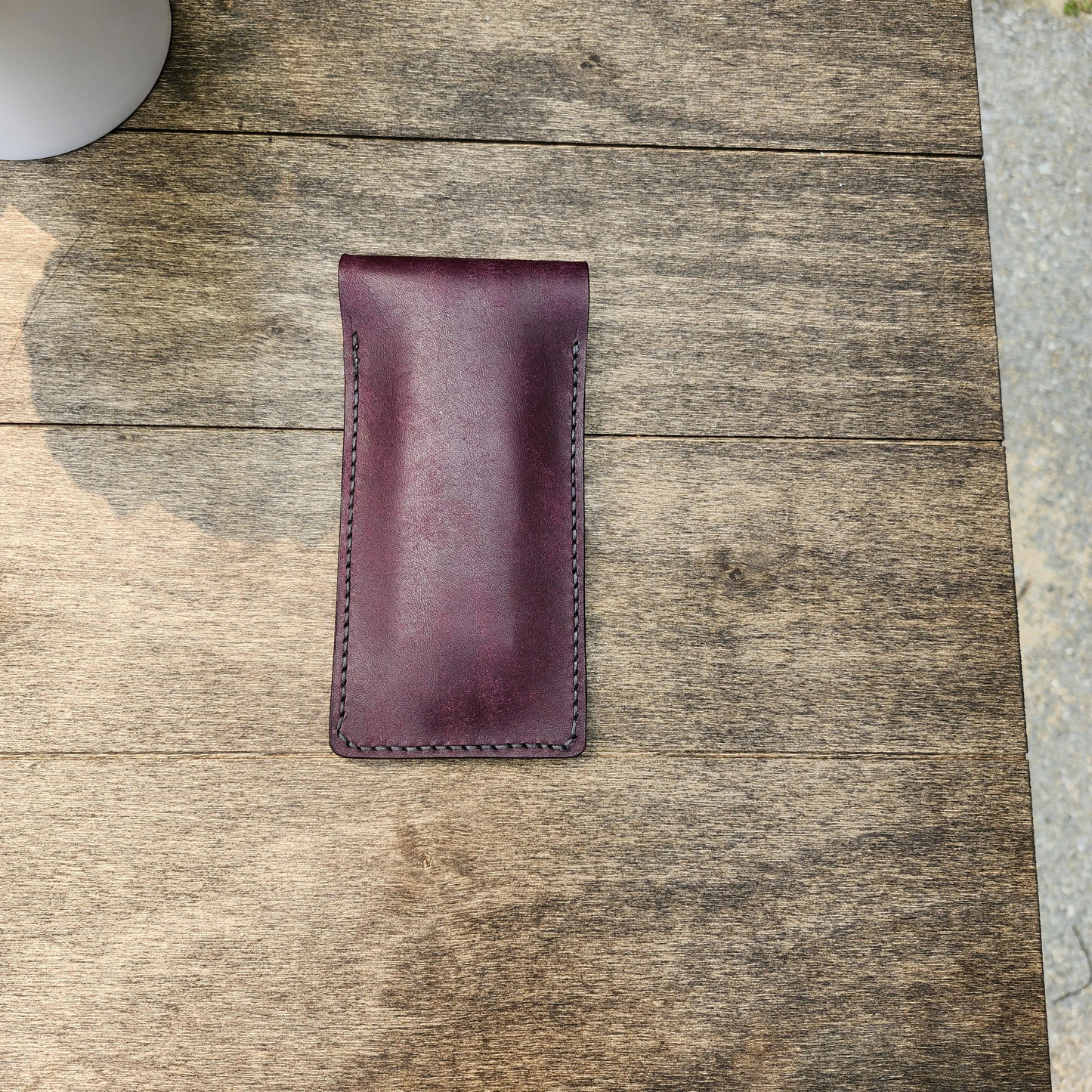 Leather Pen Case Handmade, Leather Pencil Case, Fountain Pen Holder, Hand-sewn Leather Pen Holder, Pen Sleeve Violet and Emerald