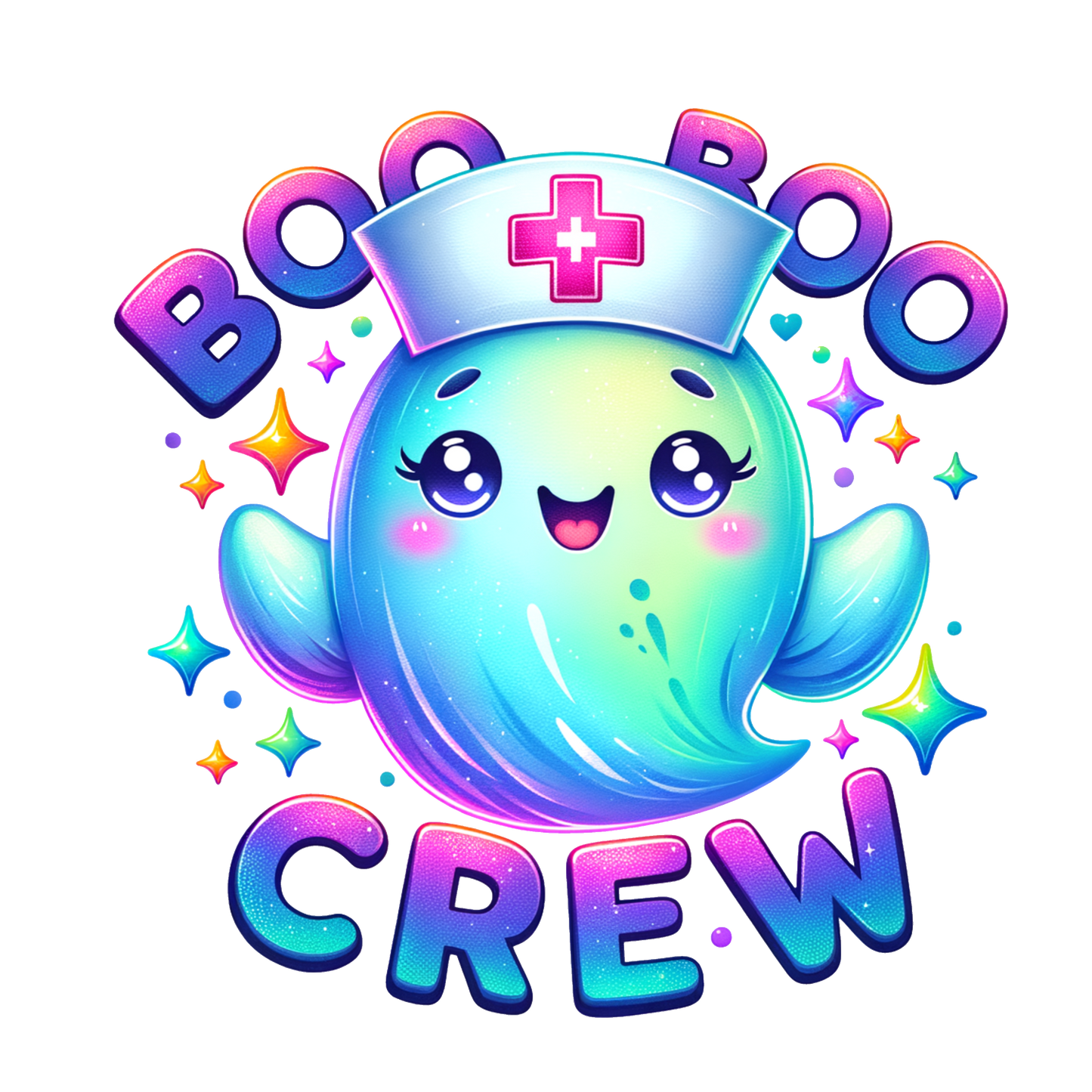 Boo Boo Crew Ghost Sticker – Cute Nurse Vinyl Sticker – Waterproof Halloween Medical Sticker for Nurses, EMTs, and Healthcare Workers