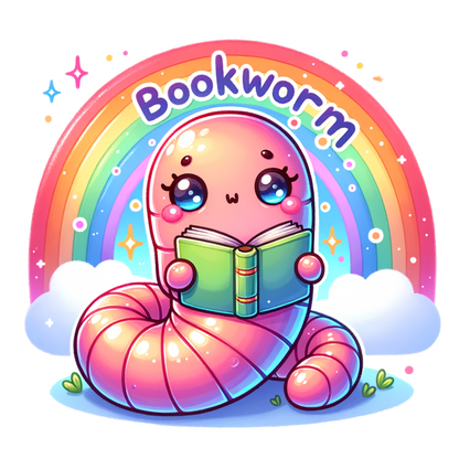 Bookworm Sticker – Cute Worm Reading Book Vinyl Sticker for Book Lovers, Journals & Laptops