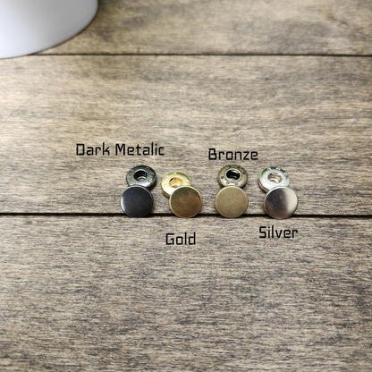 Selection of Snap Fastners in dark metallic, gold, bronze and silver