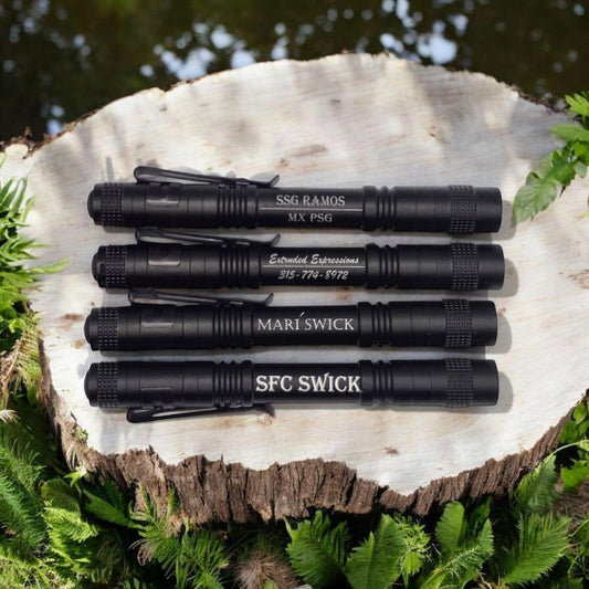 Personalized LED Flashlight - Pen Size - Custom Handyman Gift, Ideal for Dad, Grandpa, Groomsmen, Military, Gift for him Stocking Stuffer