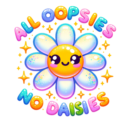 All Oopsies No Daisies Sticker – Funny Daisy Vinyl Sticker – Relatable Waterproof Floral Sticker for Laptops, Notebooks & Water Bottles