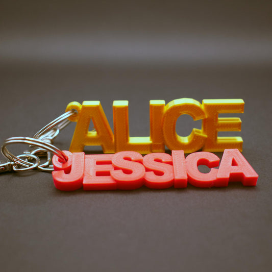 Backpack Name Tag and keychain, personalized 3D Printed and easy to read with block letters.