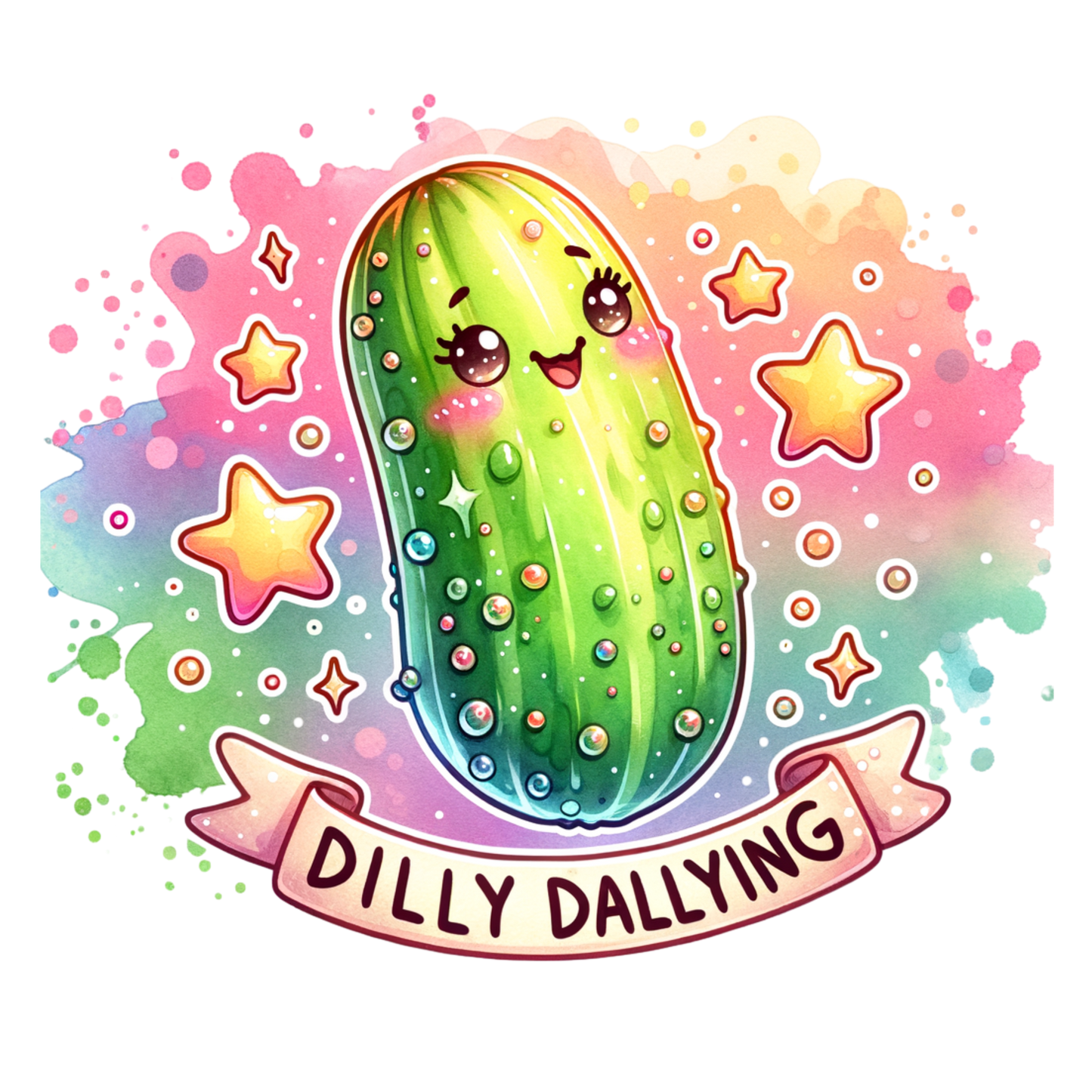 🥒 Dilly Dallying – Holographic Pickle Sticker