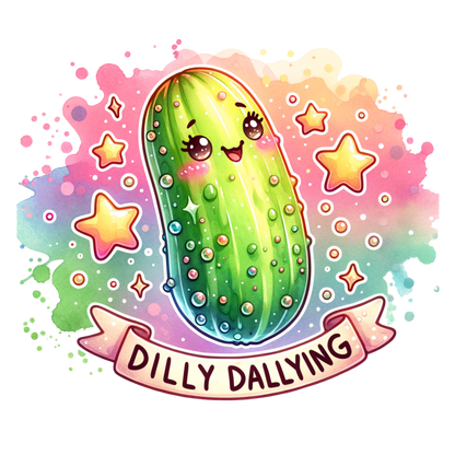 🥒 Dilly Dallying – Holographic Pickle Sticker