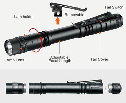 Personalized LED Flashlight - Pen Size - Custom Handyman Gift, Ideal for Dad, Grandpa, Groomsmen, Military, Gift for him Stocking Stuffer