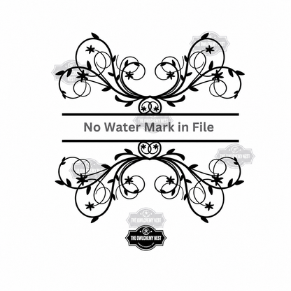Close preview of the symmetrical floral flourish frame and central name area.