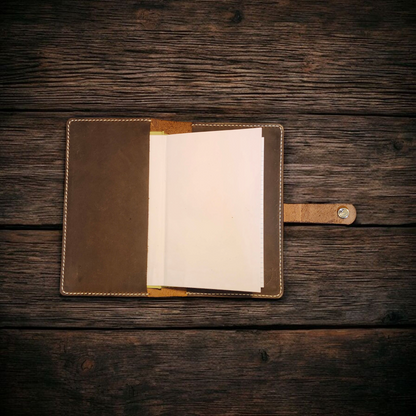 The Ember Lorebinder Notebook Cover - Handcrafted A5 Leather Notebook Cover – Journal Sleeve with Snap Closure