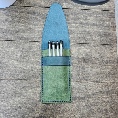 Handmade Personalized LEATHER PEN CASE, Leather Pencil Case, Fountain Pen Holder, Hand-sewn Leather Pen Holder, Pen Sleeve